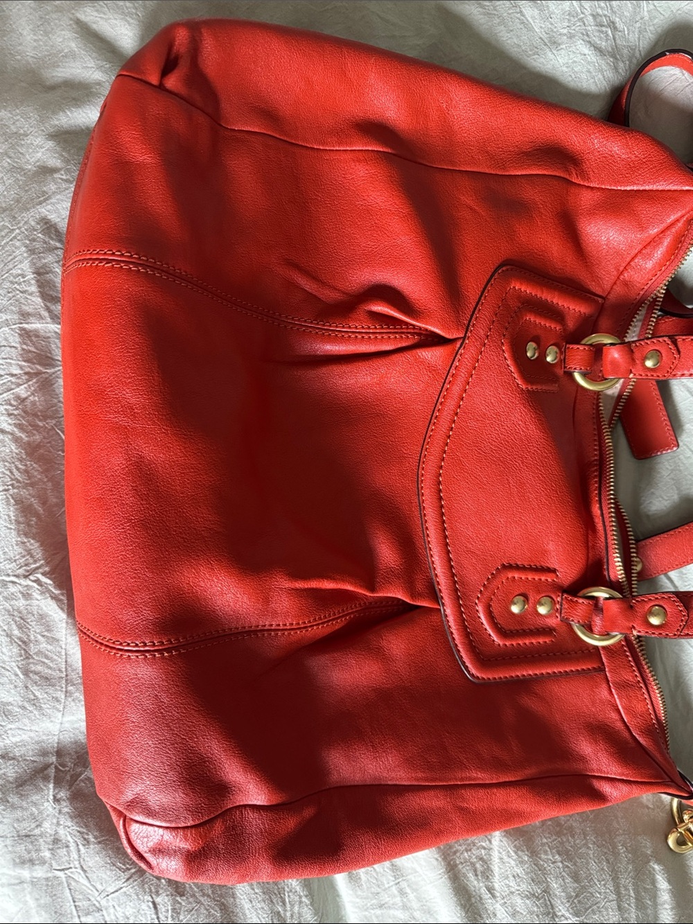 Coach Burnt Orange Leather Hobo Shoulder Bag with Gold Hardware - Picture 3 of 6